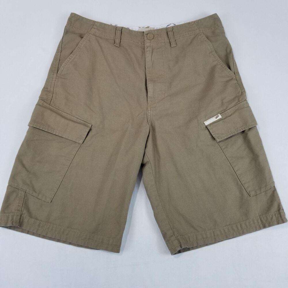 Vans Shorts Mens 34 Beige Cargo 12 In Skull Embroidered Canvas Utility Skate